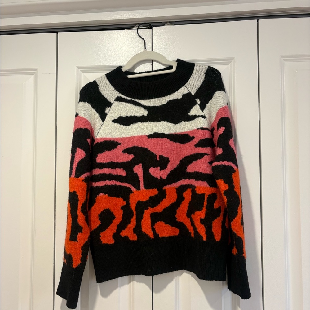 THML Black, Pink, and Orange Abstract Sweater